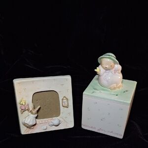 Cute Ceramic Bear and Frame Set